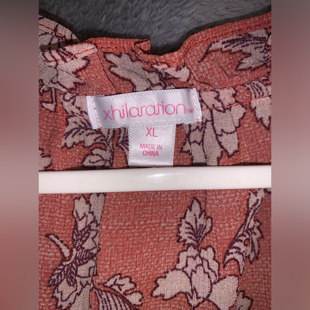 Xhilaration blouse. Size XL. Peachish Pink color with flower pattern. - Picture 3 of 3